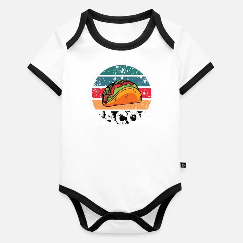 TACOS!!!!! - Body Bébé bio contrasté manches courtes - blanc/noir 