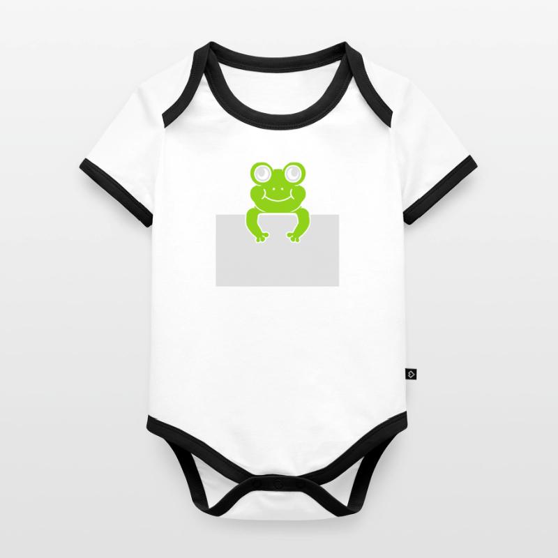 Present text Comic Frog Organic Baby Contrasting Bodysuit