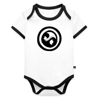 Yin Yang Signe Symbole Paix Bonheur Vecteur 3 - Body Bébé bio contrasté manches courtes - blanc/noir  - Devant