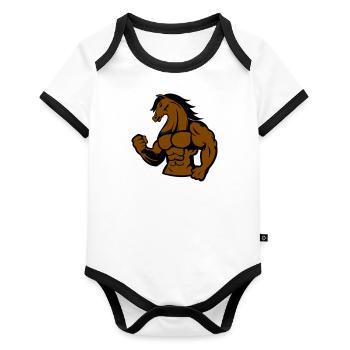 Strong Horse - Organic Baby Contrasting Bodysuit - white/black  - Front