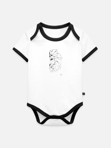 Löwe in Zion * - Baby Bio-Kurzarm-Kontrastbody - Weiß/Schwarz