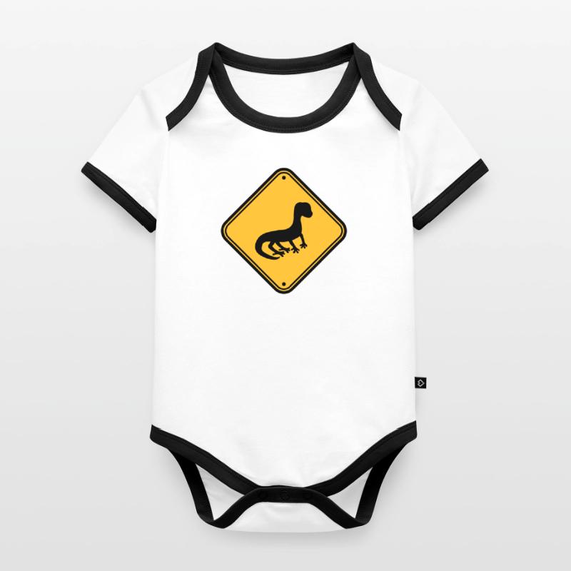 warning caution caution note shield silhouette Organic Baby Contrasting Bodysuit