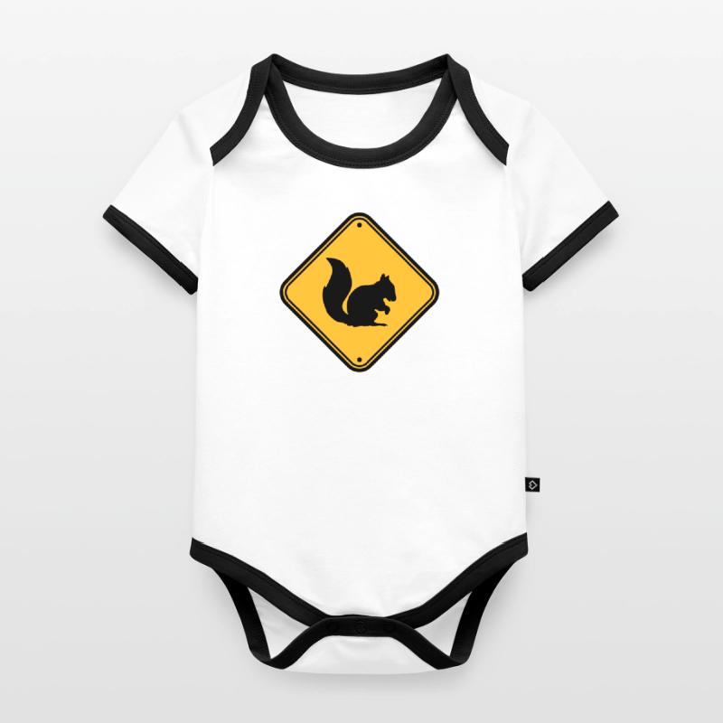 warning sign shield caution zone caution Organic Baby Contrasting Bodysuit