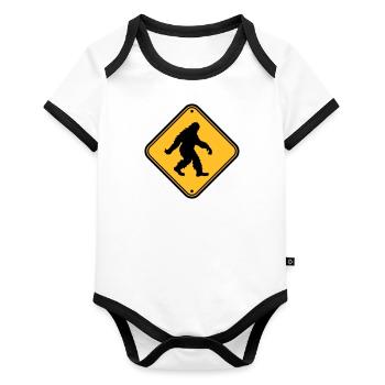Shield note hazard caution caution zone warnun - Organic Baby Contrasting Bodysuit - white/black  - Front