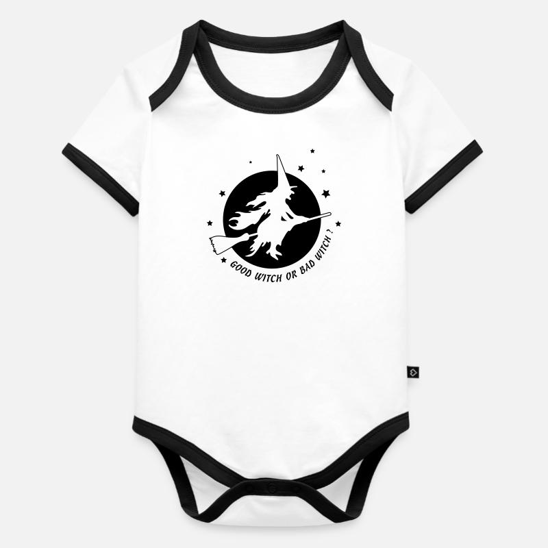 Good witch or bad witch - Organic Baby Contrasting Bodysuit - white/black