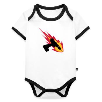 Cordless Drill On Fire - Baby Bio-Kurzarm-Kontrastbody - Weiß/Schwarz  - Vorne