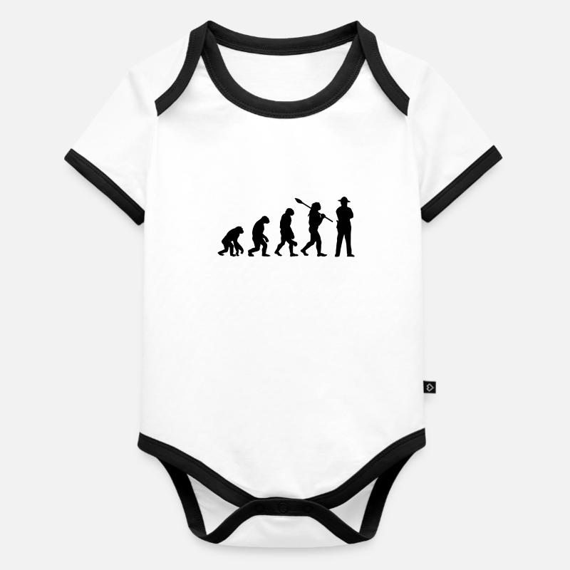 Evolution sheriff police man Policeman - Organic Baby Contrasting Bodysuit - white/black 