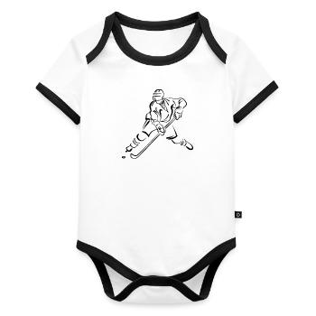 URSS Russie Cadeau de Hockey sur glace URSS Russie Union soviétique - Body Bébé bio contrasté manches courtes - blanc/noir  - Devant