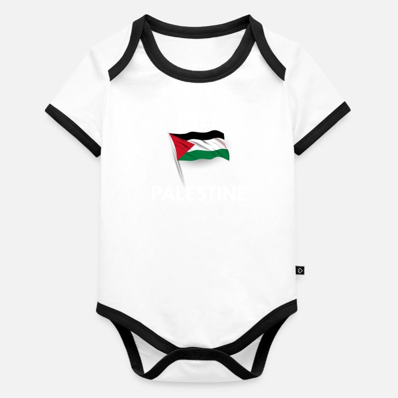 Free Palestine - Organic Baby Contrasting Bodysuit - white/black