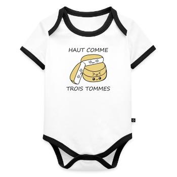 Haut comme trois tommes - Body Bébé bio contrasté manches courtes - blanc/noir  - Devant