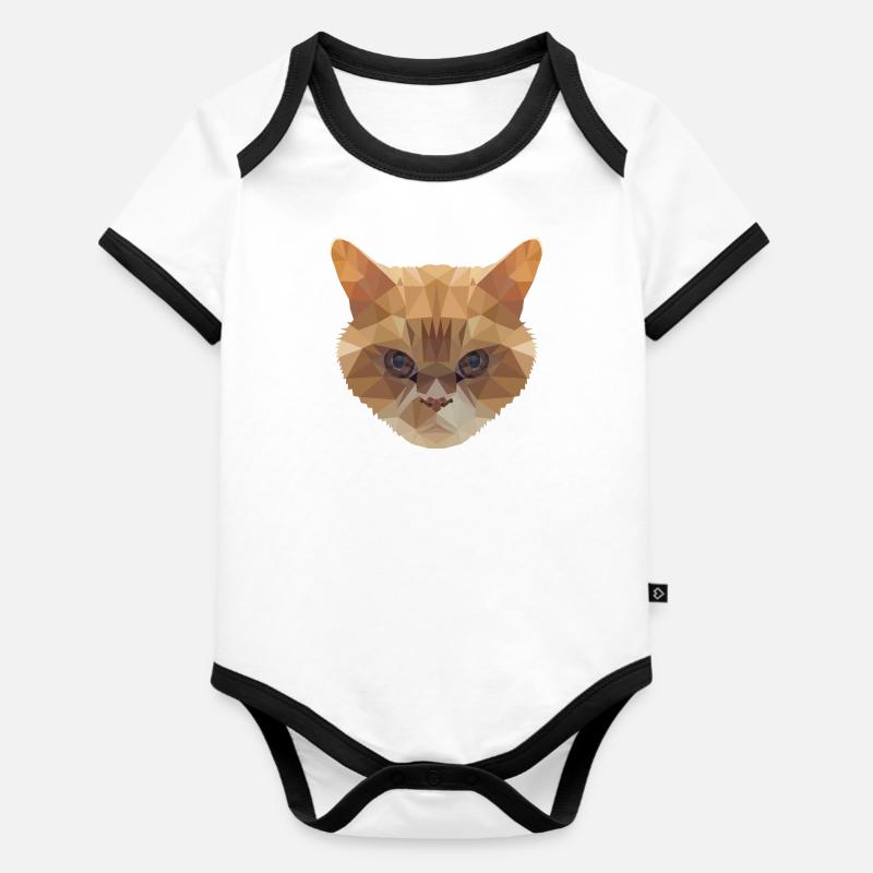 Polygon design rouge britannique cheveux courts chat Body Bébé bio contrasté manches courtes