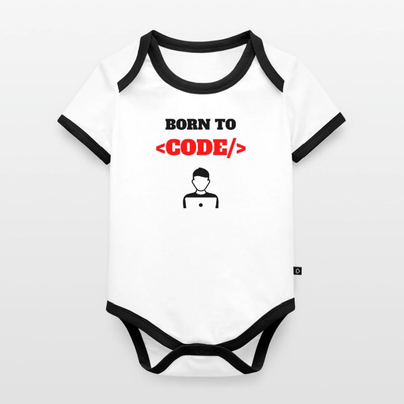 Born To Code Geborener Programmierer Software Geek Baby Bio-Kurzarm-Kontrastbody