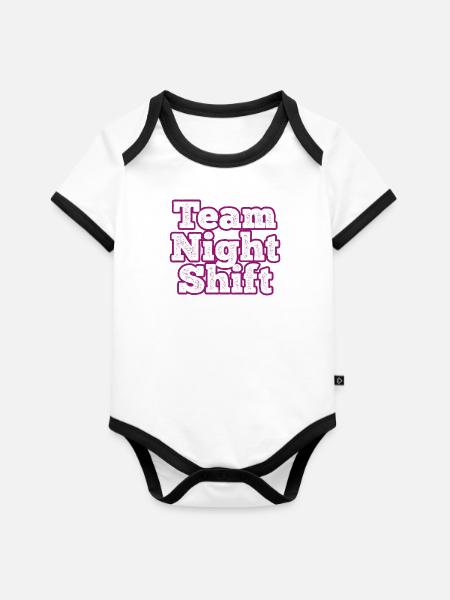Team Nachtschicht - Baby Bio-Kurzarm-Kontrastbody - Weiß/Schwarz