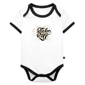 Rock and roll - Organic Baby Contrasting Bodysuit - white/black  - Front