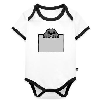 Mole shows shield - Organic Baby Contrasting Bodysuit - white/black  - Front