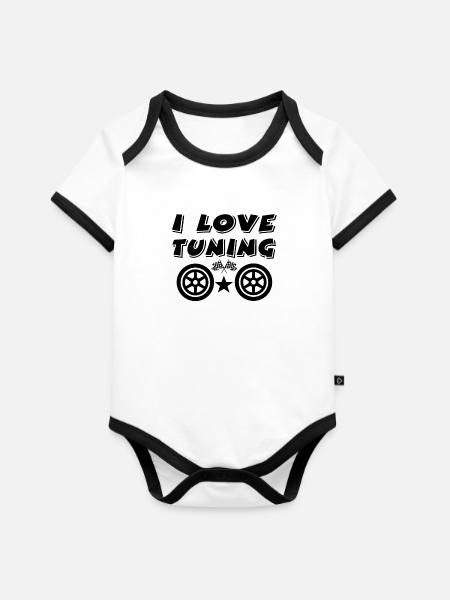 Tuning - Baby Bio-Kurzarm-Kontrastbody - Weiß/Schwarz