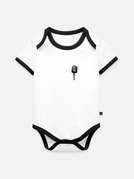 Sing es - Baby Bio-Kurzarm-Kontrastbody - Weiß/Schwarz