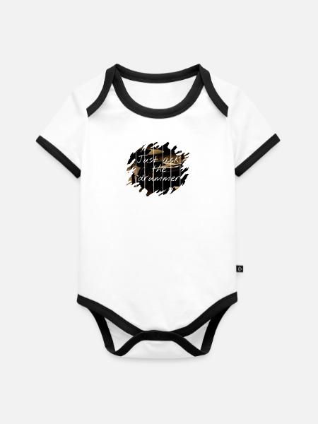 Schlagzeuger - Baby Bio-Kurzarm-Kontrastbody - Weiß/Schwarz