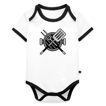 Coal Grill Grill Master Barbecue Utensils - Organic Baby Contrasting Bodysuit - white/black  - Front