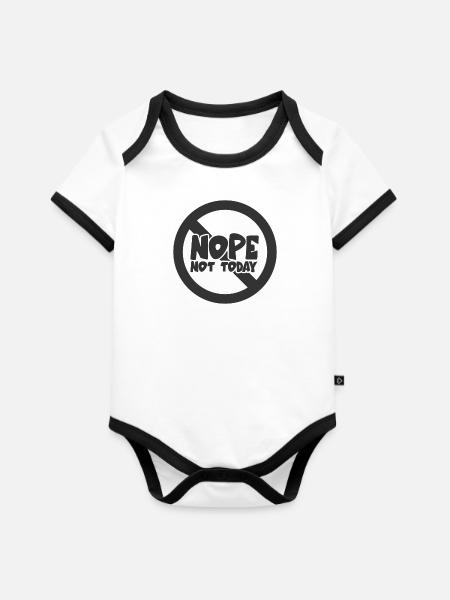 Nope - not today - Baby Bio-Kurzarm-Kontrastbody - Weiß/Schwarz