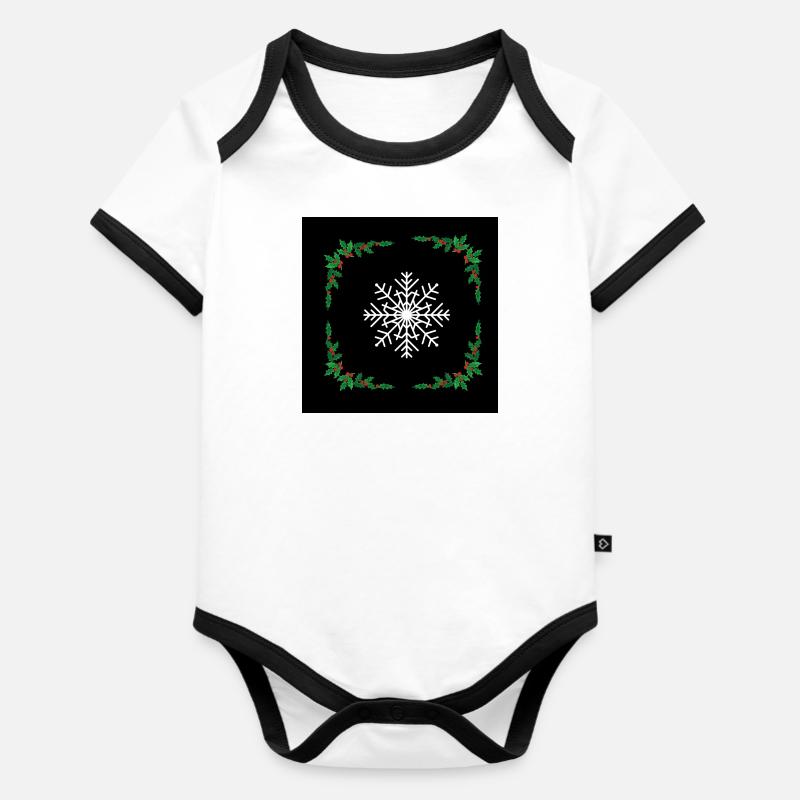 flocon de neige - Body Bébé bio contrasté manches courtes - blanc/noir 