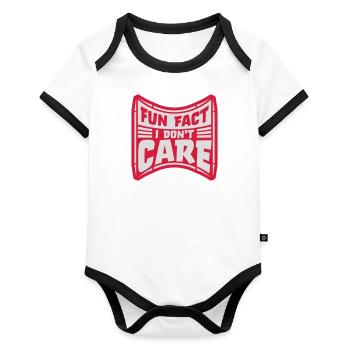 I don't care fact - Organic Baby Contrasting Bodysuit - white/black  - Front