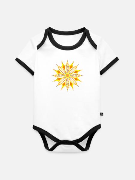 Stern - Baby Bio-Kurzarm-Kontrastbody - Weiß/Schwarz 