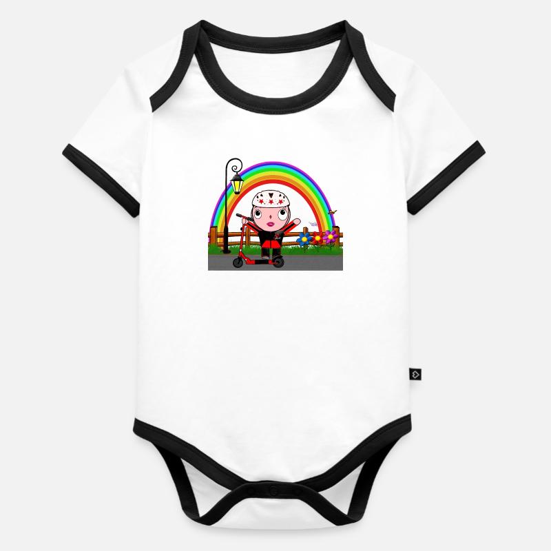 Annabelle - Baby Bio-Kurzarm-Kontrastbody - Weiß/Schwarz 