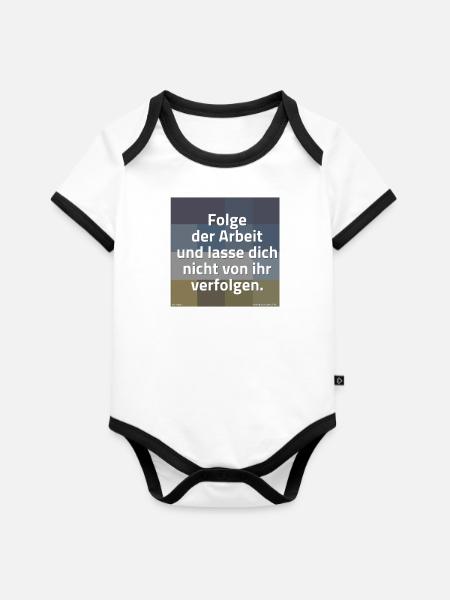 SPRUCH ARBEIT - Baby Bio-Kurzarm-Kontrastbody - Weiß/Schwarz