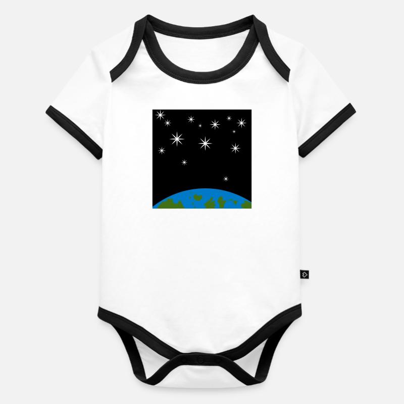 Terre et étoiles - Body Bébé bio contrasté manches courtes - blanc/noir 