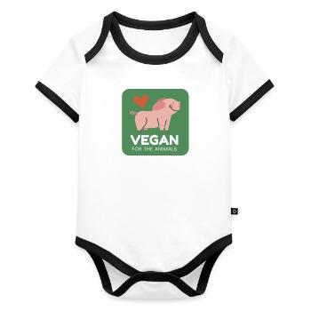 Vegan for animals - Organic Baby Contrasting Bodysuit - white/black  - Front