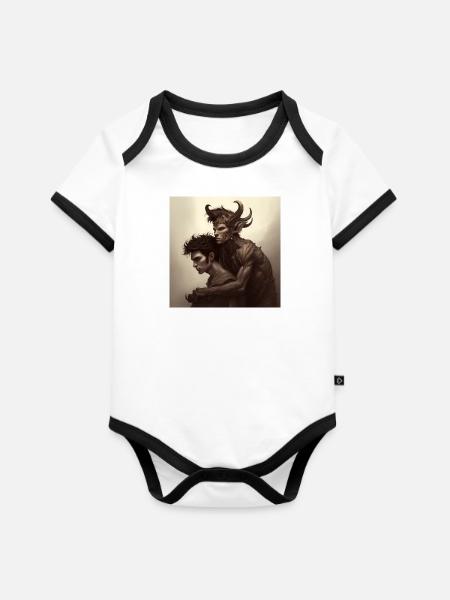 Vom Teufel besessen - Baby Bio-Kurzarm-Kontrastbody - Weiß/Schwarz