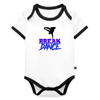 break dance - Baby Bio-Kurzarm-Kontrastbody - Weiß/Schwarz  - Vorne