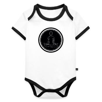 Yoga Pose - Baby Bio-Kurzarm-Kontrastbody - Weiß/Schwarz  - Vorne