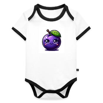 Plum purple - Organic Baby Contrasting Bodysuit - white/black  - Front