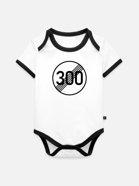 300 KM/H NO PROBLEM - Baby Bio-Kurzarm-Kontrastbody - Weiß/Schwarz