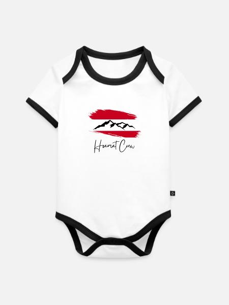 Hoamat Crew - Baby Bio-Kurzarm-Kontrastbody - Weiß/Schwarz
