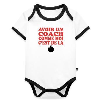 COACH DE LA BOMBE - Body Bébé bio contrasté manches courtes - blanc/noir  - Devant