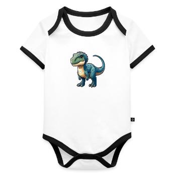 Dinosaure Animal Sauvage - Body Bébé bio contrasté manches courtes - blanc/noir  - Devant