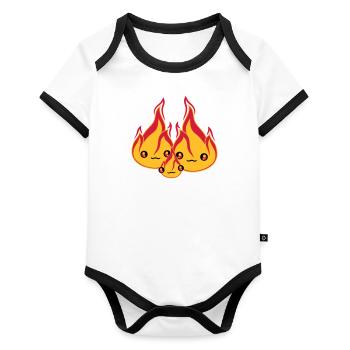 baby child young family 2 friends team couple love - Organic Baby Contrasting Bodysuit - white/black  - Front