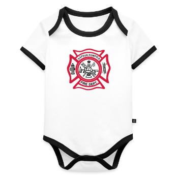 bombero escudo - Body contraste para bebé de tejido orgánico - blanca/negro  - delante