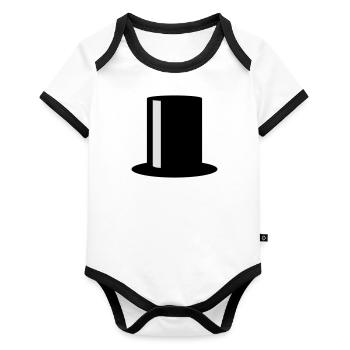Top Hat - Organic Baby Contrasting Bodysuit - white/black  - Front