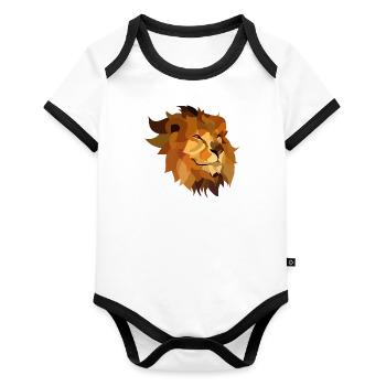 Lion - Organic Baby Contrasting Bodysuit - white/black  - Front