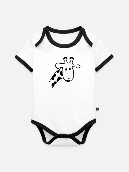 giraffe - Organic Baby Contrasting Bodysuit - white/black 