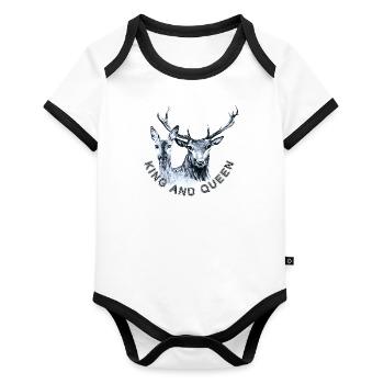 Deer and doe - Organic Baby Contrasting Bodysuit - white/black  - Front