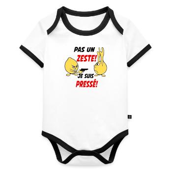 Pas un zeste je suis pressé! - Body Bébé bio contrasté manches courtes - blanc/noir  - Devant