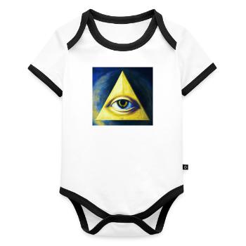 All Seeing Eye - Organic Baby Contrasting Bodysuit - white/black  - Front