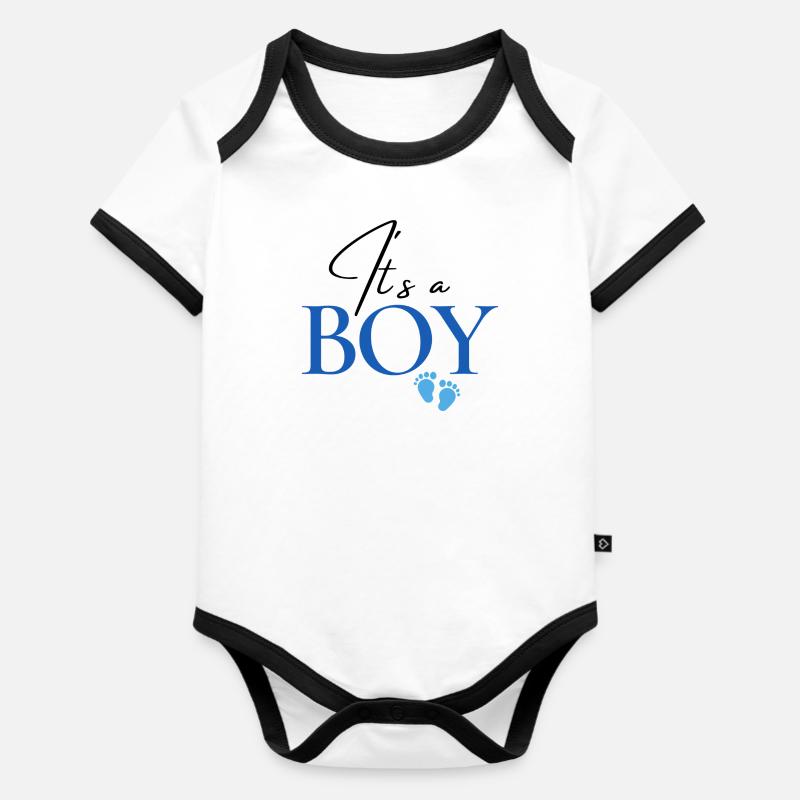 It´s a Boy - Baby Bio-Kurzarm-Kontrastbody - Weiß/Schwarz 