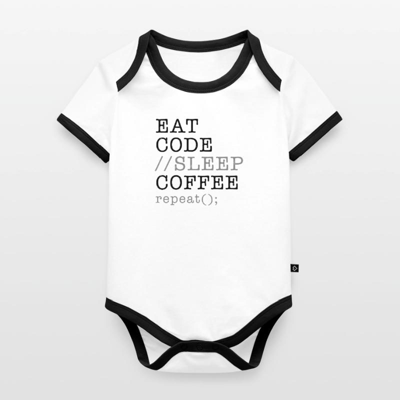 Informatik Python Programmierer essen Code Schlaf Baby Bio-Kurzarm-Kontrastbody
