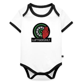 Luftgekühlt Herz - Baby Bio-Kurzarm-Kontrastbody - Weiß/Schwarz  - Vorne